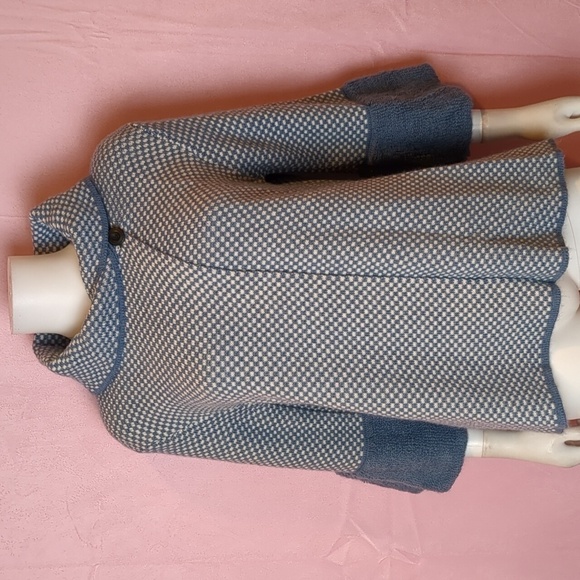 Cherishh Blue and White Wool and Alpaca Button Close Made in Italy Sweater - Picture 1 of 10